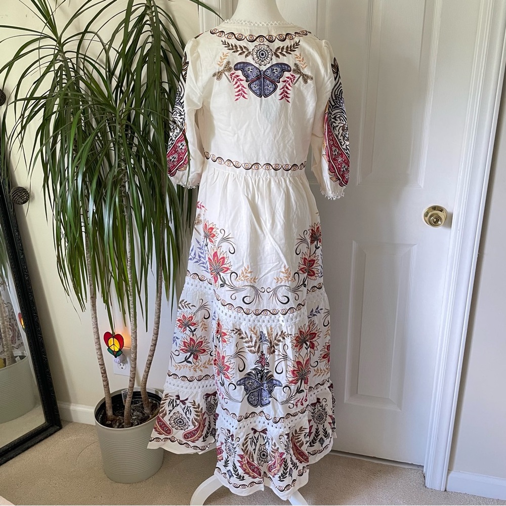 Farm Rio Boho Glam Floral Maxi Dress XS NWT - Picture 13 of 16